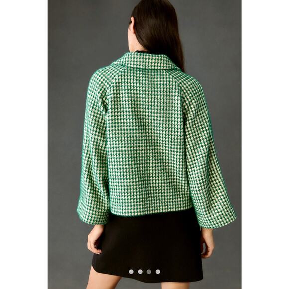 Anthropologie Jacket in Green Cream Silver Soft Fabric - Femme Swing - Like New! - Picture 9 of 15